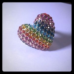 Betsey Johnson Rainbow Heart Ring